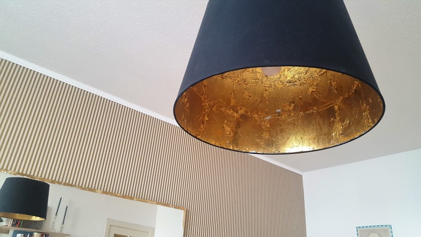 IKEA HACK Lampenschirm RISMON - mit Blattmetall beklebt | Hand im Glück ...
