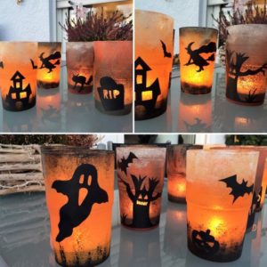 Halloween-Teelichter-selber-machen-Hand im Glück