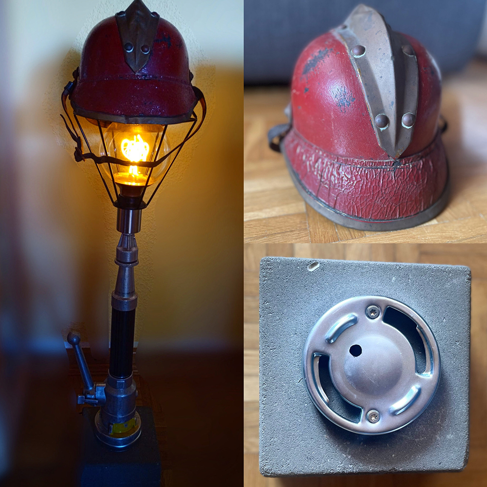 DIY Stehlampe aus Feuerwehrhelm